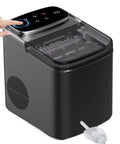 Premium Compact Countertop Electric Ice Maker With Effortless Manual And Automatic Settings For Quick Household Ice Production Rv Camper Ready, showcasing user interaction on control panel.