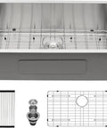 14 Inch Undermount Bar Sink For Kitchen And RV Use, 18 Inch Wide By 9 Inch Deep Single Bowl, with accessories, stainless steel