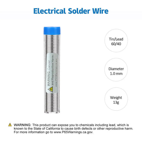 Close-up of tin/lead 60/40 solder wire for 60W Adjustable Temperature Soldering Iron Kit With Quick Heat Ceramic Technology