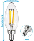 Dimmable E12 LED Candelabra Bulb 60W Equivalent Vintage Chandelier Light Bulbs C11 Filament In Clear Glass 2700K Soft White UL Listed