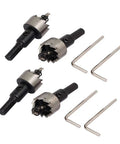 Four Piece 21mm Hole Saw Set With 69mm Overall Length For HSS Spring Loaded Twist Drill Bits Includes Four Hex Wrenches And Case