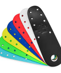 Colorful flat toe protectors in various colors, suitable for roller skate toe guards, extending skate life, not for bolt-on toe stop plates.