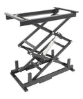 Top Shelf Electric Scissor Lift Table With Zero Fuss Hydraulic Raise Adjustable Height Platform Anti Pinch Guard Built Tough For Garage Projects And Heavy Hauling Tasks 180 Pounds, showcasing the sturdy scissor frame design.