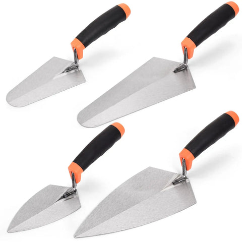 4 Pack Pro Grade Masonry Hand Tools Set With 6 Inch Pointing Trowels And 9 Inch Gauging Trowels Carbon Steel Brick Trowels