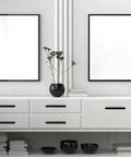 Modern room with shelves featuring 4 Piece Slick Invisible Edge Pull Handles For Cabinets And Drawers Finger Grip Right Angle Concealed Pulls 80mm Black Wardrobe Kitchen Furniture Hardware Safe Smooth Handles For Home Cabinet Doors.