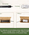 Handmade Rattan Cable Management Box With Two Open Slots For Power Strips Routers And USB Hubs Cord Hider For Clean Minimalist Home Office Setup Natural Finish Patent Protected Design 13 By 5 By 5 Inches with power strips fitting