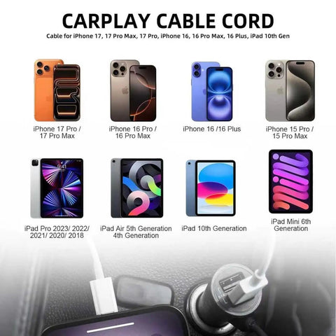 iPhone and iPad compatibility with CarPlay USB A To USB C Charging Cable For iPhone 16 And 17 Series And 15 Pro Max, iPad Pro