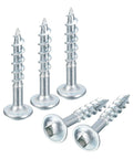 Close-up of Eight By One Inch Pocket Hole Screws, Self Tapping Square Drive Zinc Plated for Woodworking, 150 PC Set.