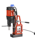 Heavy Duty Magnetic Drill Press For Steel Core Hole Cutting, red metal design, strong base, ideal for industrial fabrication.