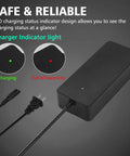 UL Certified Beefed Up Fast Charging 3Pin 48V 2A EBike Battery Charger with indicator lights for Ridstar models.