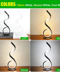 Spiral LED Table Lamp Set Of 2, 10W Dimmable With 3 Color Modes, Modern Nightstand Desk Lamps for office, black finish, warm, neutral, cool light modes
