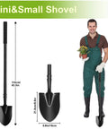 Long Handled Metal Shovel Workhorse For Digging And Gardening 43.3 Inch Heavy Duty Spade Shovel next to man holding plant
