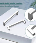 5 Pack Polished Chrome Cabinet Pulls Solid Zinc Alloy Drawer Pulls Square Bar Kitchen Cupboard Handles For 5 Inch Center Hole