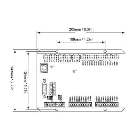 Diagram of 4 Axes CNC Controller Board High Performance Aluminum Motion Card With 1MHz Pulse Frequency for CNC machining
