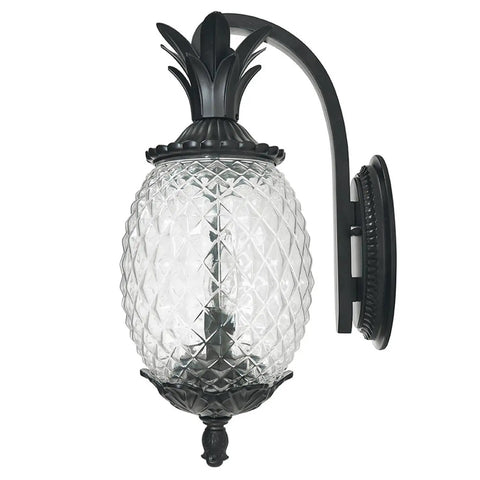 Lanai Collection Two Light Outdoor Wall Mount Lantern Matte Black Wet Location Exterior Fixture With Tropical Leaf Flower And Fruit Motif For Porch Patio Or Garden