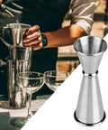 Double Jigger Cocktail Set 1oz/2oz Stainless Steel Barware For Home Bar Use With Clear 3/4oz 1/2oz And 1 1/2oz Markings, 2 Pack