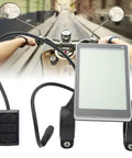 M5 LCD Waterproof Bike Display Panel for E Bikes and Scooters showing plug and play install components with street background