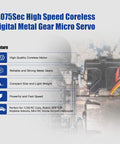 Sub Micro RC Servo Motor With Metal Gear, 8g Light, 1kg Torque, 0.075 Sec Coreless digital drift servo for 1/28 RC cars and planes.