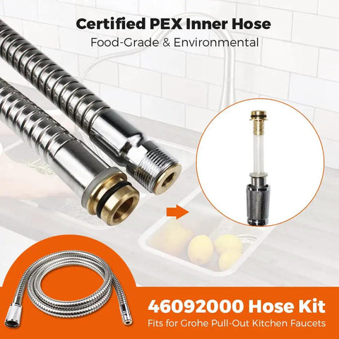 Pull Out Spray Hose For Kitchen Faucets 59 Inch Chrome Replacement For Alira Ladylux Euro Plus Eurodisc And Ashford Models