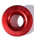 Top view of red recovery ring from 4 Pack Green Synthetic Soft Shackles Rope With Protective Sleeve And 2 Red Recovery Rings Set For Off Road