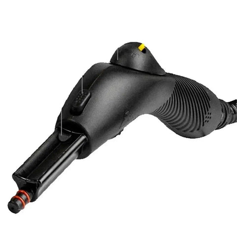 Close-up of black High Temperature Steam Hose Handle For Sterilizer Cleaning Machine, heavy duty steam cleaner nozzle accessory.