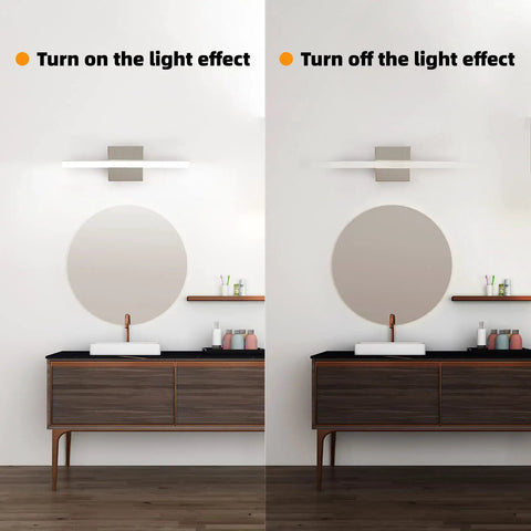 Modern LED Vanity Light for Bathroom Over Mirror 16 Inch 9W Daylight White Chrome Finish 1 Pack Vanity Lighting Fixture on and off effect
