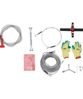 Heavy Duty Zip Line Kit With Stainless Steel Spring Brake, Seat, And Swing Or Climbing Rope, 160 Feet Of Backyard Thrills And Safe Outdoor Adventure, Built With Durable Galvanized Cable, Trolley, And Easy Install components laid out