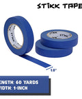 Blue Painter Tape 1 Inch By 60 Yards 3 Pack For Sharp Edges And Trim, shown with length and width details.