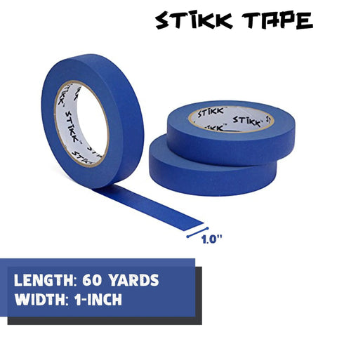 Blue Painter Tape 1 Inch By 60 Yards 3 Pack For Sharp Edges And Trim, shown with length and width details.
