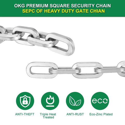 Tough As Nails Cut Proof Security Chain For Outdoor Gates Fences And Yards crafted from ultra hardened alloy steel,  showcasing heavy duty links.