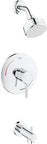 Concetto Tub And Shower Faucet Set With Dope Chrome Finish, Sleek Modern Minimalist Bathroom Fixture, Starlight Metal Handle, Tempesta Shower Head