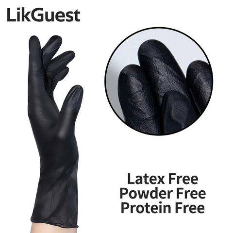 Heavy Duty Black Nitrile Disposable Gloves Built Tough For The Daily Grind Without Latex Or Powder 4 Mil Thick Puncture And Chemical Shield For Garage Detailing Or Kitchen Chores Small 100 with textured grip.