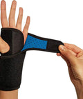 Right Hand Carpal Tunnel Wrist Brace For Men And Women Adjustable Wrist Splint with blue interior shown on hand