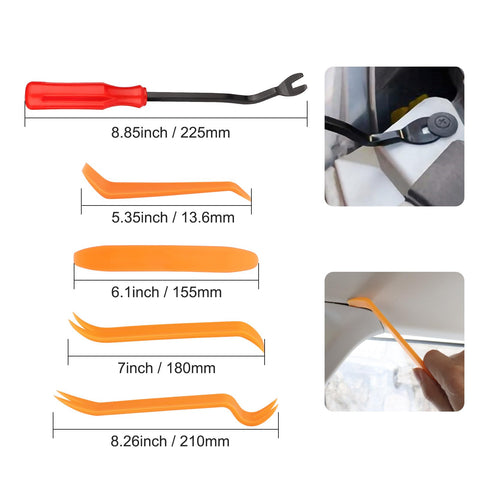 Massive 725 Piece Car Push Retainer Clips And Auto Fasteners Kit with removal tools and their sizes shown