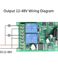 Circuit board and wiring diagram for Two Channel Wireless Remote Switch Kit 12V 24V 36V 48V 433MHz Transmitter With Receiver