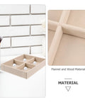 No Sweat Beige Velvet Jewelry Tray With Four Grid Compartments For Quick Sorting Rings Earrings And Bracelets Easy Drawer Insert Organizer on table.