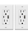 Dual USB Outlet With Type A And Type C USB Ports, 5.8A Total Output, 15 Amp Tamper-Resistant Wall Receptacle, UL Listed, White