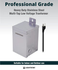 Outdoor Low Voltage Landscape Lighting Transformer 120V AC To 12 13 14 15 Volt AC Multi Tap Weatherproof stainless steel