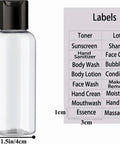 5 Pack 3.4 Oz Travel Bottles With Labels Leakproof Plastic Containers TSA Approved Travel Size Empty Bottles Set diagram