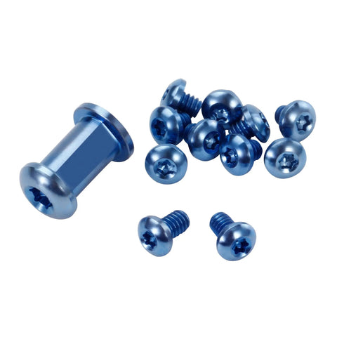 Slick Titanium Screw And Pivot Dress Kit For Folding Knives, 13 piece blue titanium hardware set for knife assembly.