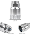 Crank Extractor Tool Set For Bikes With 16mm Spanner And 20 Tooth Bottom Bracket Remover 3 Piece Pro Grade Kit For Square Tapered Crank Removal And Maintenance, silver metal, 20 teeth detail image.