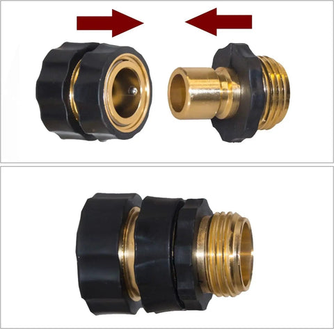 Awesome 3/4 Inch Quick Connector Fitting For Garden Hose Repairs, Leak Proof Washer Adapter Coupler Fits Faucets Sprayers And Pressure Washers Like A Charm black brass hose coupler