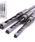 Square Hole Wood Drill Bit Set For Mortises Three Piece HSS Pro Grade Square Mortise Bits Five Sixteenths Inch Three Eighths Inch One Half Inch For Woodworking Use With Square Tenoning Machines ATOPLEE.