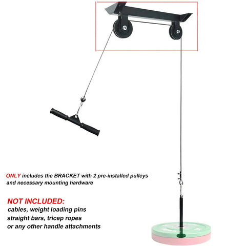 Ceiling Mount Gym Pulley System Stand With Preinstalled Pulleys for DIY home gym LAT pulldown 16 inch hole spacing shown