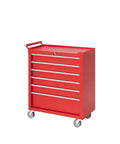 Heavy Duty Red Rolling Tool Chest On Wheels Locking Four Drawer Setup Full Extension Ball Bearing Drawers Cold Rolled Steel Shop Beast Pro Grade Corrosion Resistant with smooth gliding drawers.