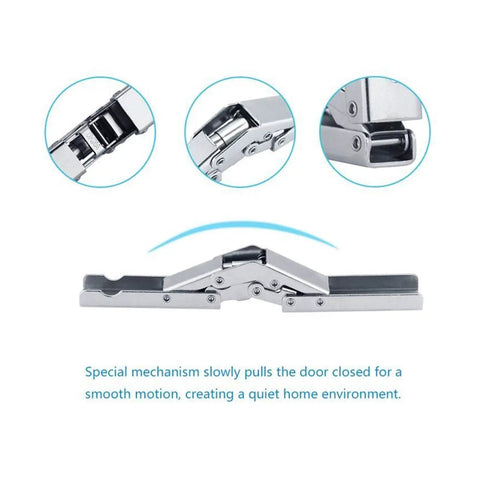 Easy Install Kitchen Cabinet Folding Door Hinges Set Two Pack 90 Degree Frame Mount Solid Cold Rolled Steel Double Nickel Plated Rust Resistant