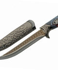 Roaring Dragon Medieval Dagger 12 Inch Blue Decorative Knife with stainless steel blade, metal handle, and dragon-themed scabbard.