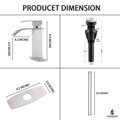 Tall Matte Black Vessel Sink Faucet With Single Lever Handle For Modern Bathrooms Pro Grade Slick Single Hole Vanity Mixer Tap Durable Matte Finish Includes Water Hoses dimensions