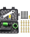 Transform Your Drill Into A Riveter With This Killer Adapter Kit Including Mandrels And Nuts For Effortless Fastening On Any Heavy Duty Project Right Now. drill riveter kit with mandrels, nuts, wrench, and storage case