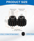 Two Pack Mod 1.5 14T Spur Gear For 8mm Bore RC Cars, 1045 Steel Pinion Gear With Black Surface Treatment, 20 Degree Pressure Angle, Fits Spur Rack And DIY Motors, Buggies, Trucks. size diagram with 2pcs 14T gears, 8mm bore, 20mm height, 24mm width